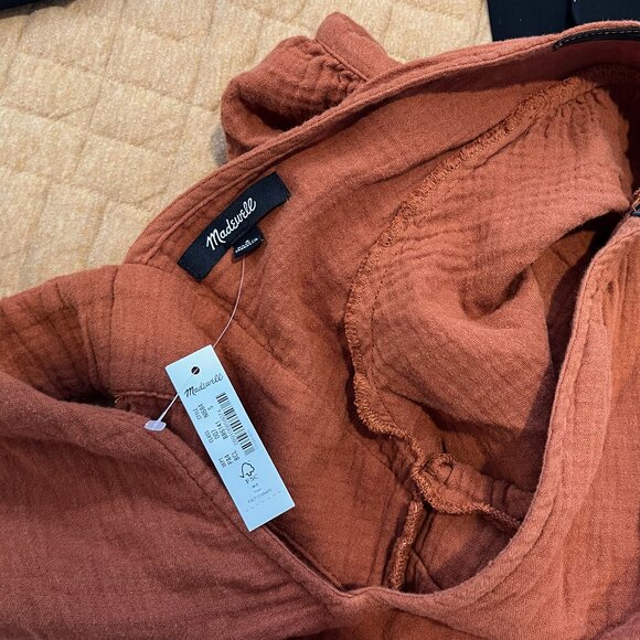 Madewell Lightspun V-Neck Midi Dress in Burnt Orange - Picture 7 of 7